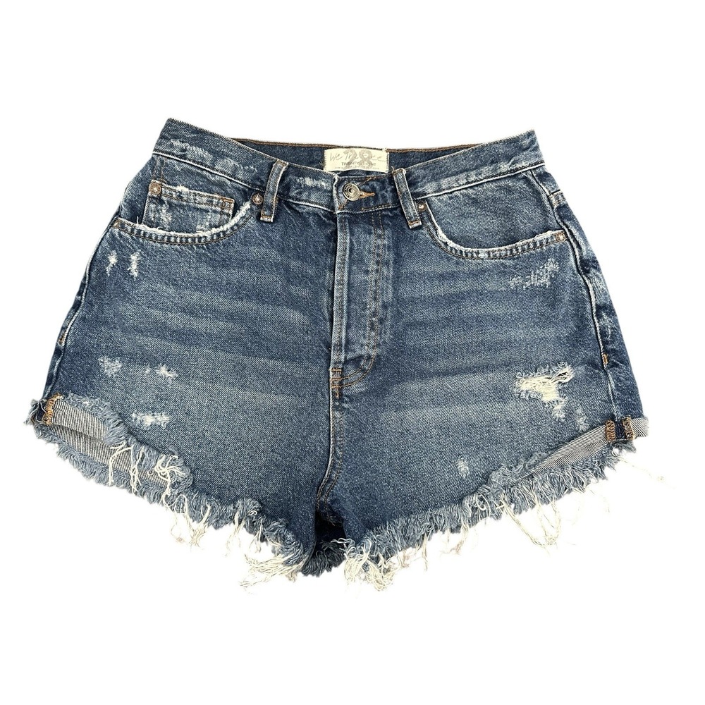 Free People We the Free Size 28 Jean Shorts Denim Ripped Button Fly #AA5-5